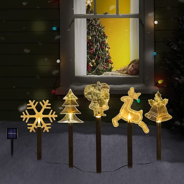 5 Pack Solar Christmas Stake Light Outdoor