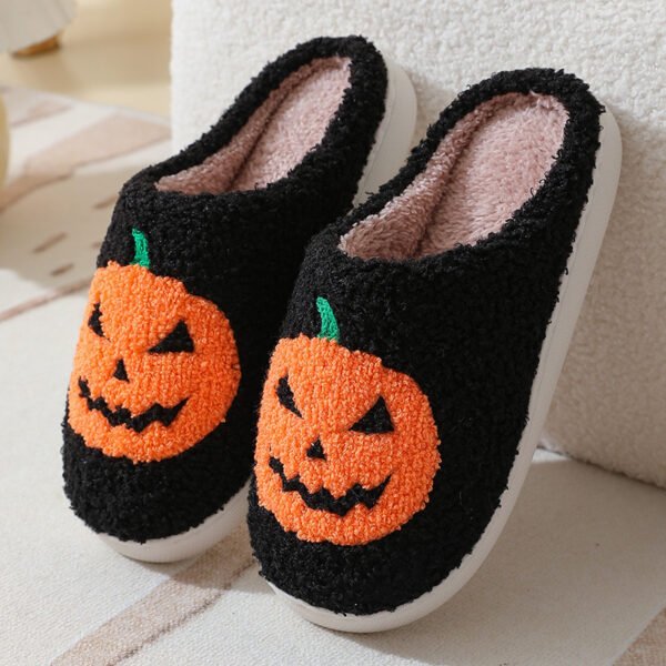 Halloween Pumpkin Cartoon Slippers Warm Winter Slippers Men And Women Couples Indoor House Shoes - Image 2