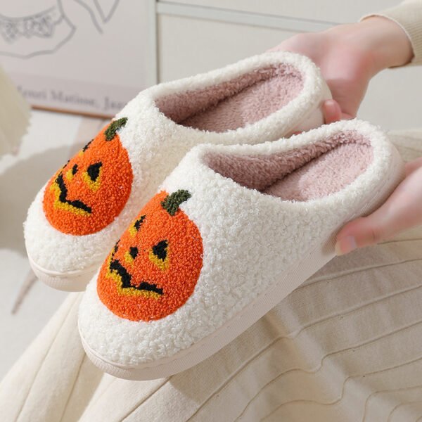 Halloween Pumpkin Cartoon Slippers Warm Winter Slippers Men And Women Couples Indoor House Shoes - Image 5